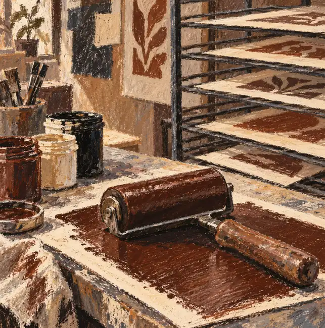 Illustration of print businesses equipment and workspace